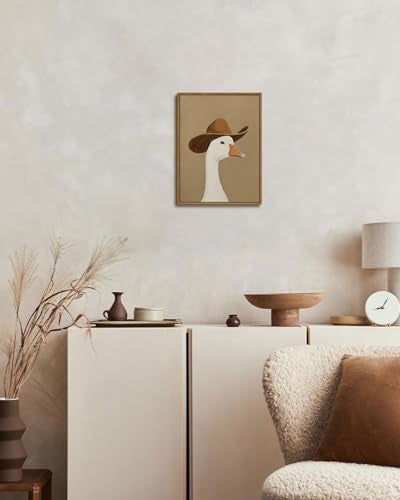 KISSFOX Framed Wall Art Vintage Wall Decor Western Pictures Cowboy Duck Canvas Art Funny Animal Paintings Retro Prints Farmhouse Artwork For Bedroom Living Room Kitchen - Image 3