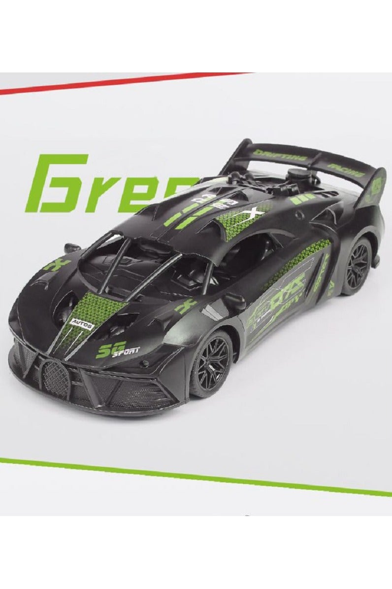 HALAMODO Sports Car RC Model , 2.4 G Multi-Function Wireless Remote Control Toy Car , With Light And Spray , Model Car Gift For Boys And Girls , Collectible Display , Green/Black ，23 cm*9 cm*6 cm - Image 2