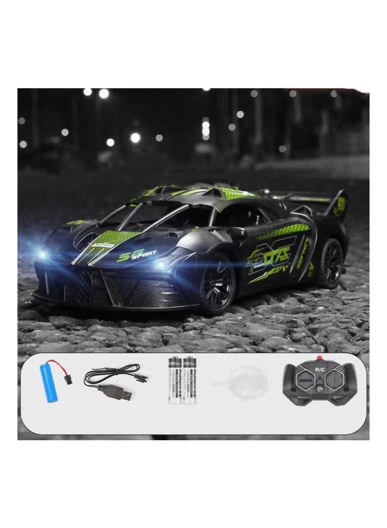 Halamodo Sports Car RC Model , 2.4 G Multi-Function Wireless Remote Control Toy Car , With Light And Spray , Model Car Gift For Boys And Girls , Collectible Display , Green/Black ，23 cm*9 cm*6 cm - Image 1