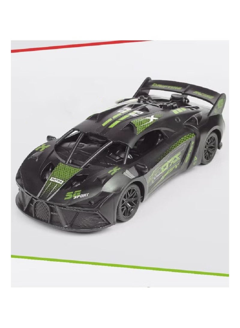 Halamodo Sports Car RC Model , 2.4 G Multi-Function Wireless Remote Control Toy Car , With Light And Spray , Model Car Gift For Boys And Girls , Collectible Display , Green/Black ，23 cm*9 cm*6 cm - Image 2