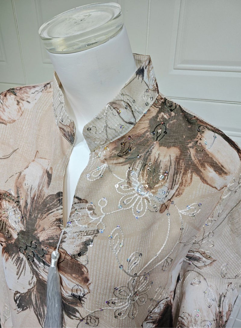 RnMoMo floral print jalabiya 、Fashionable dress, Dubai Muslim printed and embroidered robe  - Image 5