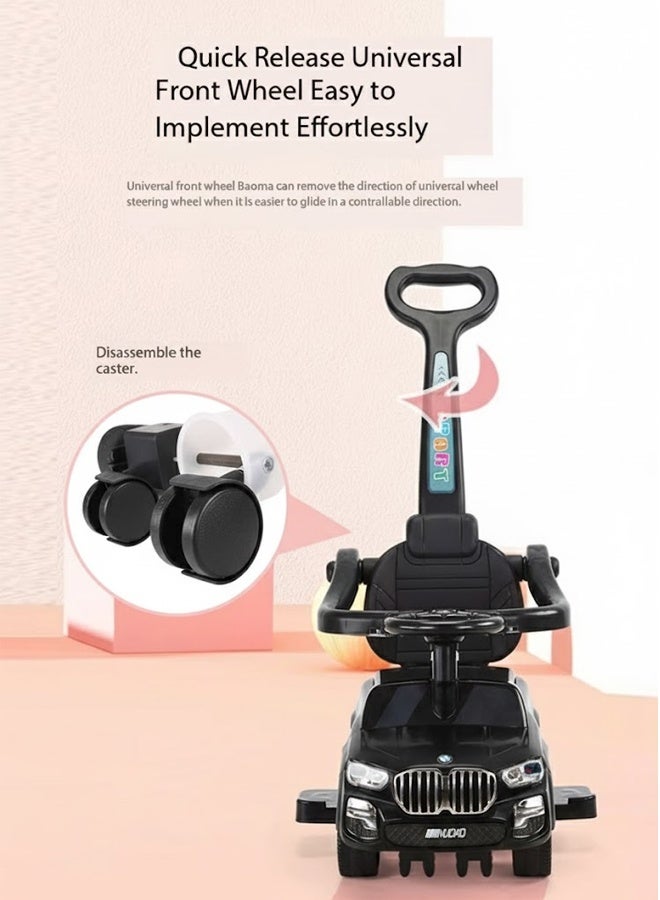 MG  2-in-1 Toddler Ride On Push Car with lights and music and Parent Handle Steering Control and Comfortable anti-skid Seat, Black - Image 5