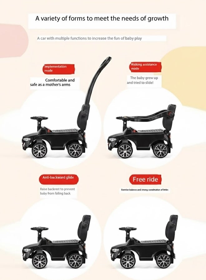 MG  2-in-1 Toddler Ride On Push Car with lights and music and Parent Handle Steering Control and Comfortable anti-skid Seat, Black - Image 3