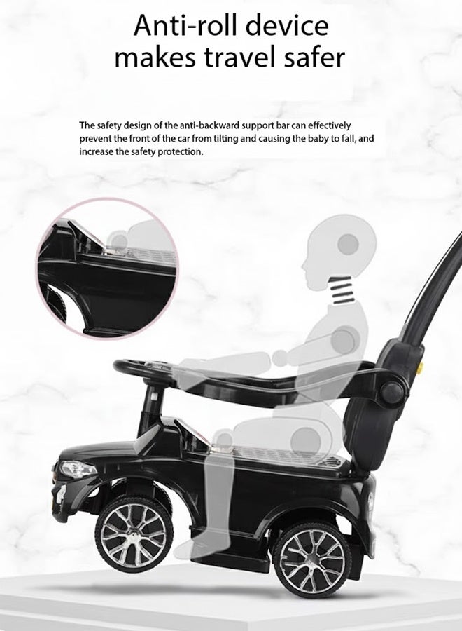 MG  2-in-1 Toddler Ride On Push Car with lights and music and Parent Handle Steering Control and Comfortable anti-skid Seat, Black - Image 4