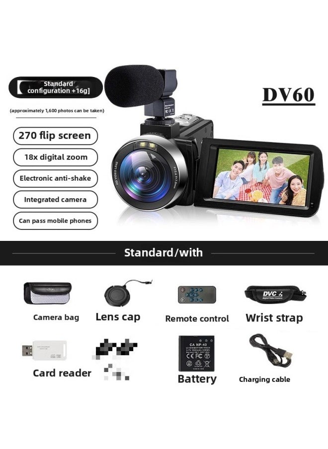 Generic Digital Professional Students HD Travel VLOG Photography Video Recorder Camera Cc Handheld Ddv Camera Free Shipping-Body Color:[official Standard Configuration + Microphone + 16g] You Can Take Selfies/record Videos  - Image 1
