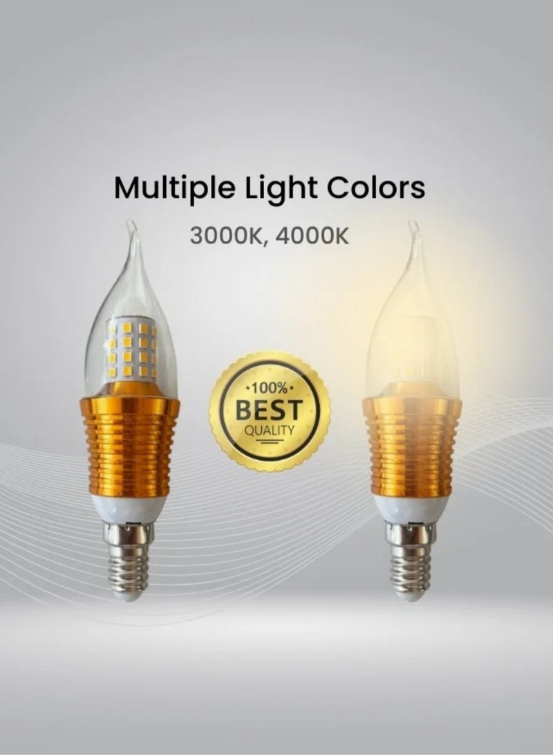 13cm Gold 9W E14 LED Light Candle Bulbs - Image 2