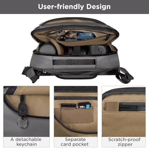 TAAOKA Camera Sling BagTravel Waterproof Camera Case with Tripod HolderDSLRSLRMirrorless Small Camera Bags Crossbody for photographers Grey - Image 3