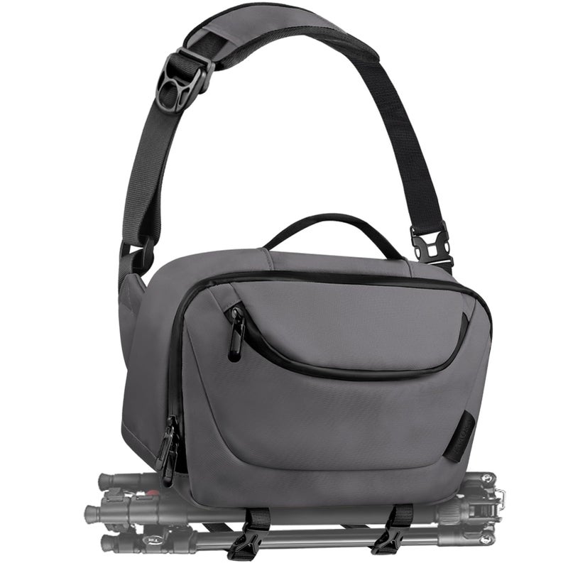 TAAOKA Camera Sling BagTravel Waterproof Camera Case with Tripod HolderDSLRSLRMirrorless Small Camera Bags Crossbody for photographers Grey - Image 2