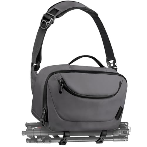 TAAOKA Camera Sling BagTravel Waterproof Camera Case with Tripod HolderDSLRSLRMirrorless Small Camera Bags Crossbody for photographers Grey - Image 1