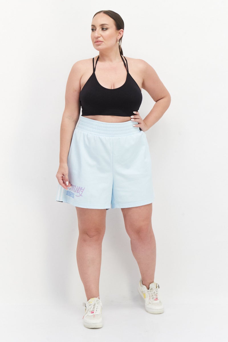 adidas Originals Women Plus Size Sportswear Fit Boxing Shorts, Sky Blue - Image 2