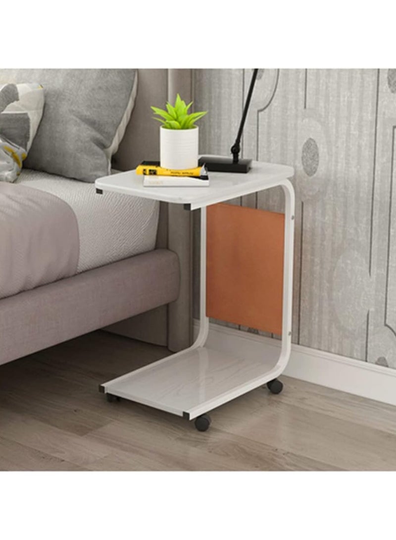 DubaiGallery Sofa Side End Table, Light Luxury Side Table Simple Corner Table Bedside Cabinet Metal Frame C Shaped Table for Sofa Bed Living Room Bedroom - Image 2