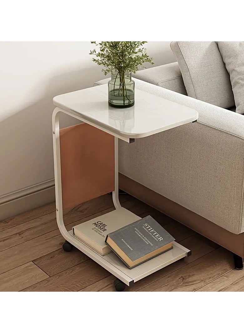 DubaiGallery Sofa Side End Table, Light Luxury Side Table Simple Corner Table Bedside Cabinet Metal Frame C Shaped Table for Sofa Bed Living Room Bedroom - Image 3
