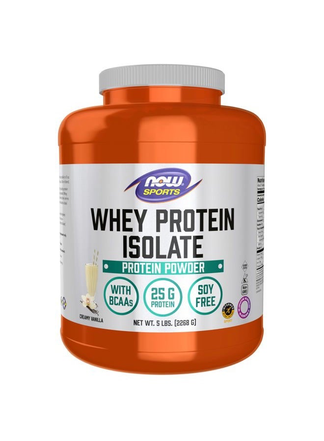 now Sports Nutrition, Whey Protein Isolate, 25 g With BCAAs, Creamy Vanilla Powder, 5-Pound - Image 1