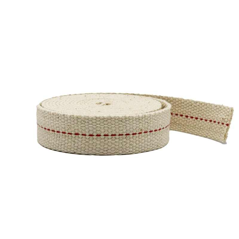 LIGHT OF MINE "LET IT SHINE" Light of Mine  34 Inch 6 Foot 100 Cotton Flat Wick for Paraffin Oil Kerosene Based Lanterns and Oil Lamps with Genuine Red Stitch 34  6 Roll 