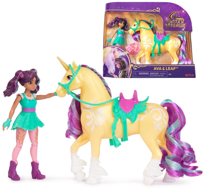Unicorn Academy, Ava & Leaf with 2 Accessories & Hair Tool, Dolls & Unicorn Toys for Girls Ages 4 and up - Image 1