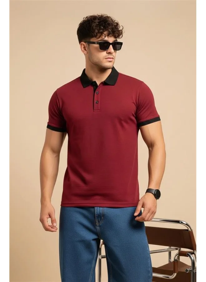 فيردو Veirdo® Pure Cotton Half Sleeves Regular Fit Plain Solid Classic Polo Collar T-Shirt for Men & Boys (Color Options- Black, Maroon & Olive) (TSH_MRN_Polo_XL)