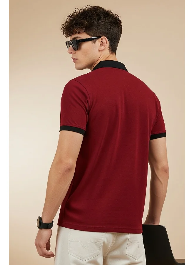 فيردو Veirdo® Pure Cotton Half Sleeves Regular Fit Plain Solid Classic Polo Collar T-Shirt for Men & Boys (Color Options- Black, Maroon & Olive) (TSH_MRN_Polo_XL)