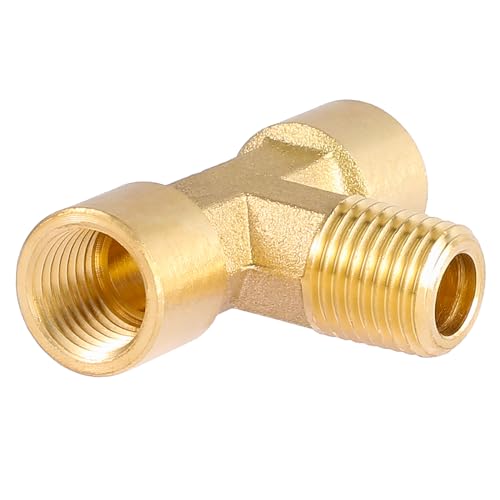 Sanpaint 2 Pack 1/4" NPT Brass Tee Pipe Fitting,T Shape Connectors,1/4" NPT Female x 1/4" NPT Female x 1/4" NPT Male Pipe Fitting - Image 4