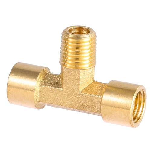 Sanpaint 2 Pack 1/4" NPT Brass Tee Pipe Fitting,T Shape Connectors,1/4" NPT Female x 1/4" NPT Female x 1/4" NPT Male Pipe Fitting - Image 5