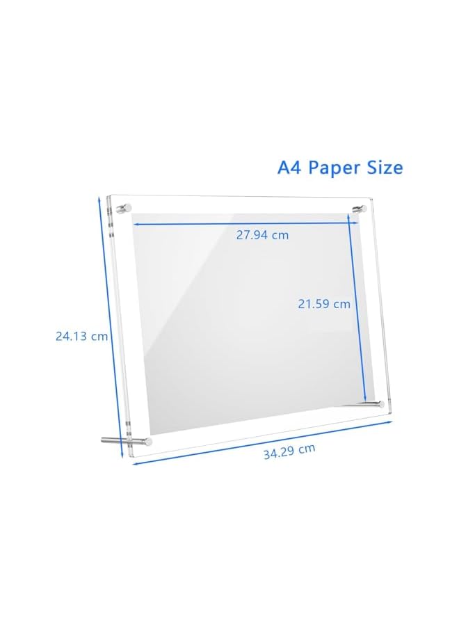 The Bros إطار صورة، 8.5 × 11 إطار صورة عائم، إطار بلاستيك شفاف لتعليق الشهادات على الحائط أو إطار صورة أو مستند (حجم A4) - Image 2