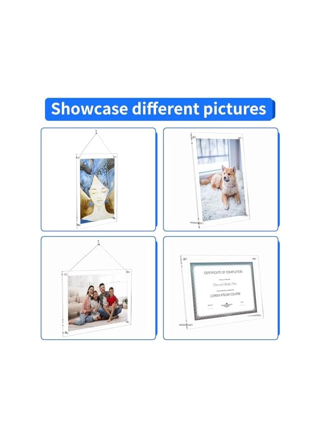 The Bros إطار صورة، 8.5 × 11 إطار صورة عائم، إطار بلاستيك شفاف لتعليق الشهادات على الحائط أو إطار صورة أو مستند (حجم A4) - Image 3
