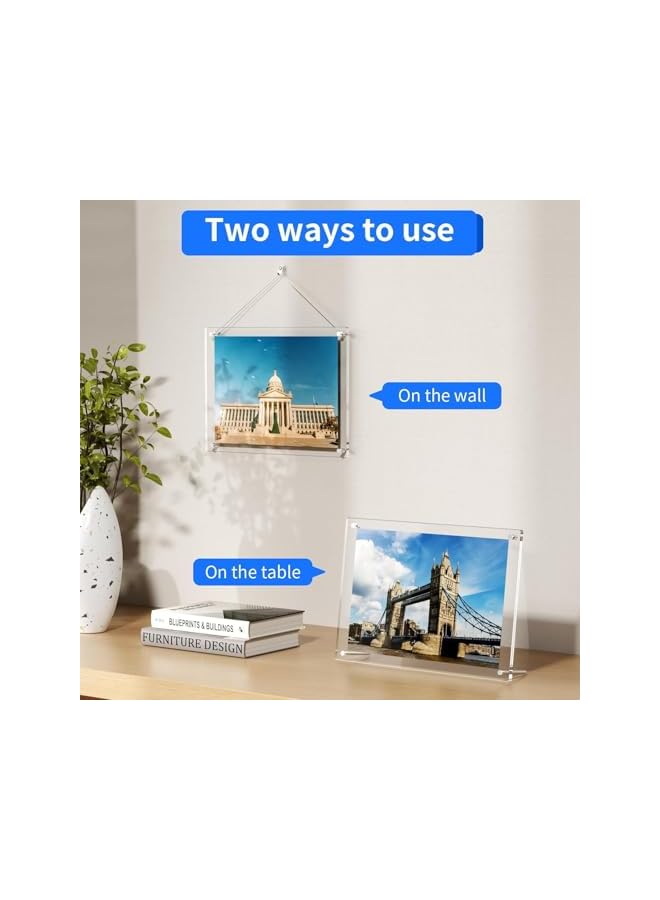 The Bros إطار صورة، 8.5 × 11 إطار صورة عائم، إطار بلاستيك شفاف لتعليق الشهادات على الحائط أو إطار صورة أو مستند (حجم A4) - Image 4