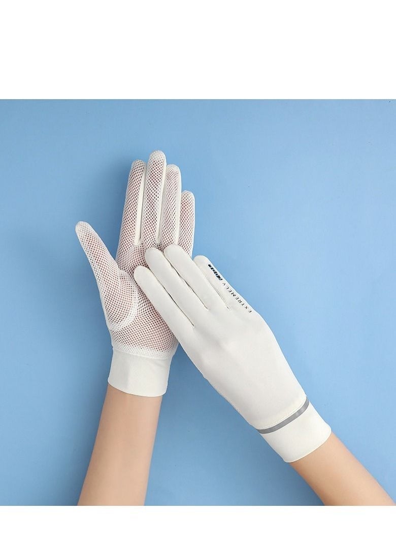 كابتن تيك زوج واحد من قفازات القيادة النسائية للحماية من الأشعة فوق البنفسجية أبيض - Image 2