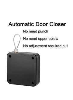 Peachjoy Punch-Free Automatic Sensor Door Closer, 3 Pack Multifunctional Door Closer, Residential Commercial Auto Door Closer with Steel Drawstring (Black & White)(Stainless Steel） (Square)  - Image 5