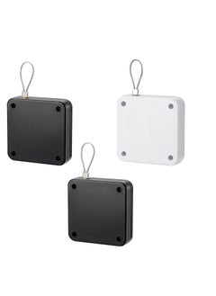 Peachjoy Punch-Free Automatic Sensor Door Closer, 3 Pack Multifunctional Door Closer, Residential Commercial Auto Door Closer with Steel Drawstring (Black & White)(Stainless Steel） (Square)  - Image 1
