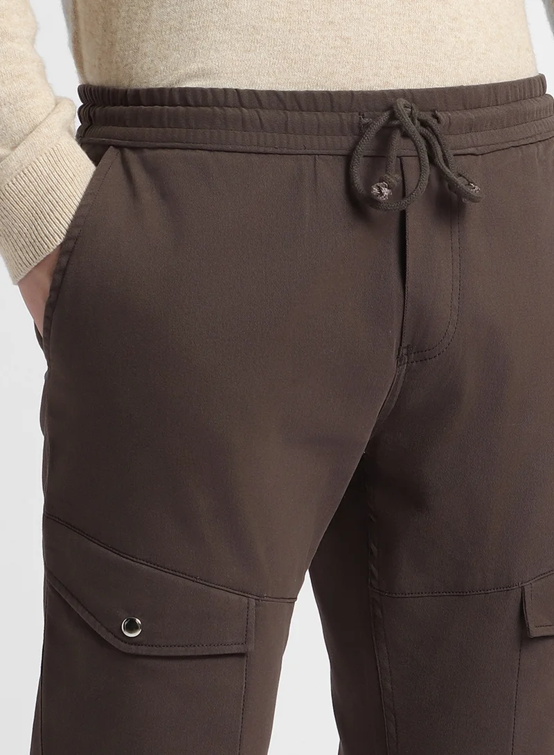 دينيس لينغو Slim Fit Graphite Grey Men's Cotton Lycra Cargo Trouser, Mid Rise, Full Length, Casual