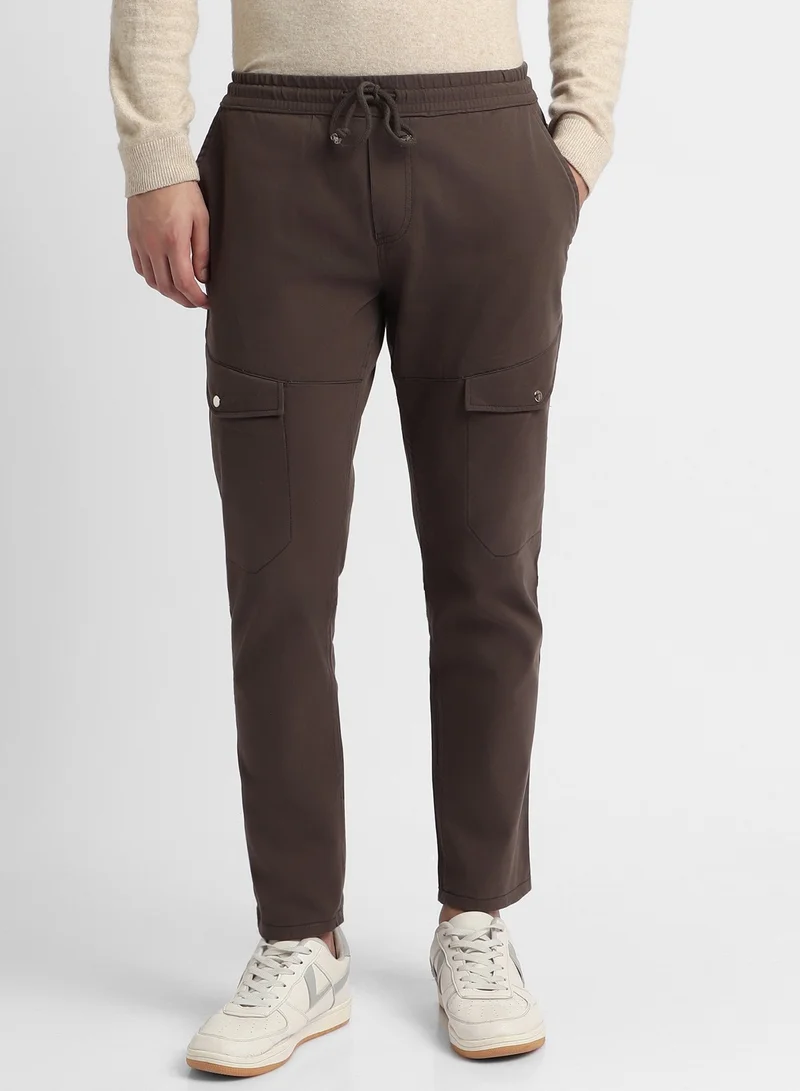 دينيس لينغو Slim Fit Graphite Grey Men's Cotton Lycra Cargo Trouser, Mid Rise, Full Length, Casual