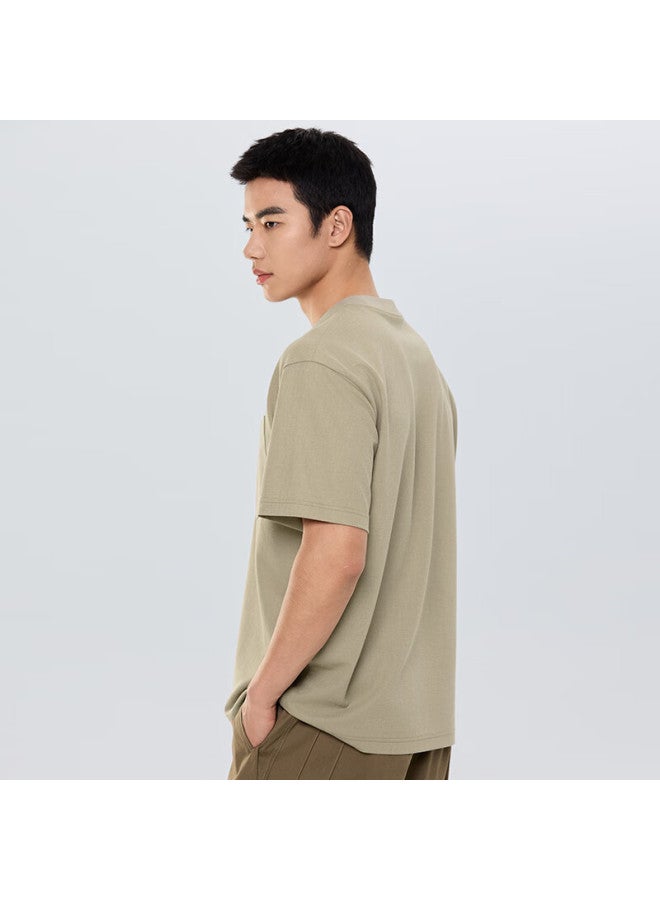Markless Lai Sai'er Breathable T-shirt For Men, Summer New Style Soft T Loose Round Neck Casual Short Sleeve 5644 Khaki 2XL - Image 1