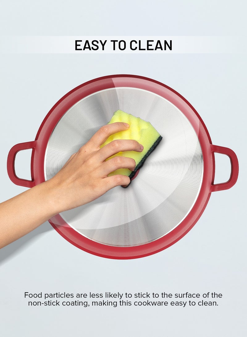 ديلكاسا طقم أواني طهي ديلكاسا 16 قطعة مطلية بالسيراميك غير لاصق DC3436 هيكل من الألومنيوم المصبوب مع طلاء 5 طبقات، قاعدة CD، مقابض باكليت وغطاء زجاجي - Image 4