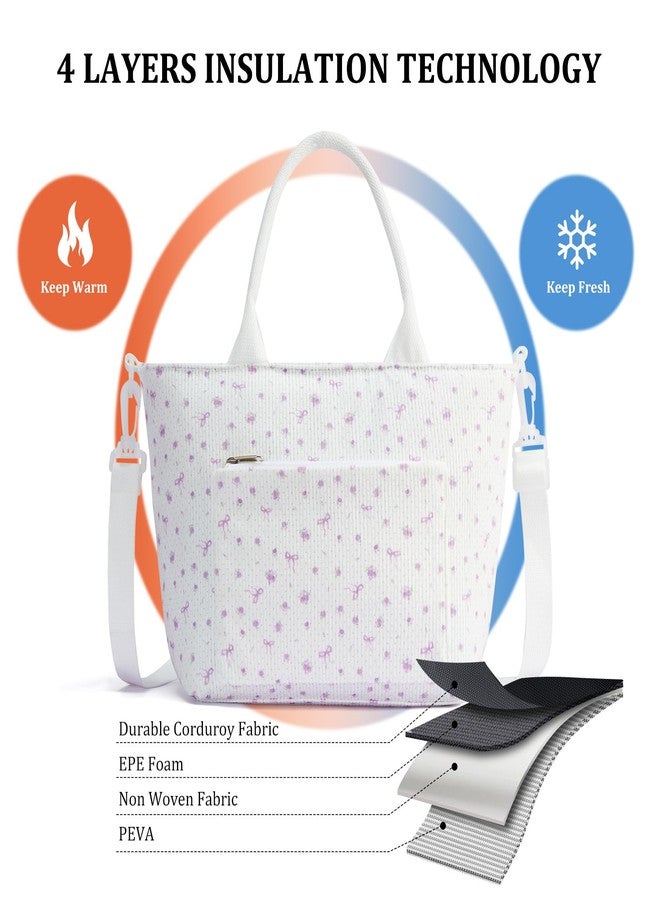 MEXS Lunch Bag for Women Adult Large Insulated Lunch Box Girl Cute Corduroy Lunch Tote Bags Reusable Leakproof Cooler Work Picnic - Image 3