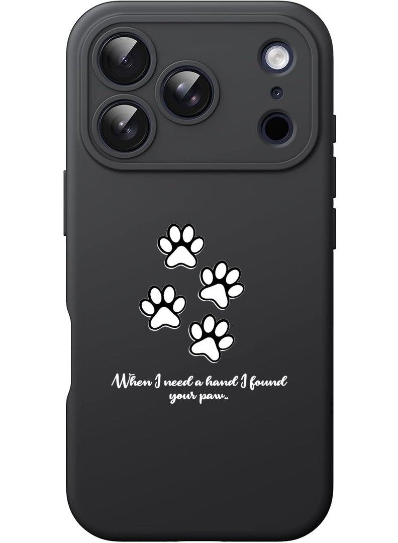 Theodor Protective Slim Fit Case Liquid Silicone Cover with Full Body Protection Anti-Scratch Shockproof Case For Apple iPhone 17 Pro Max (Black) paw print - White - Image 1