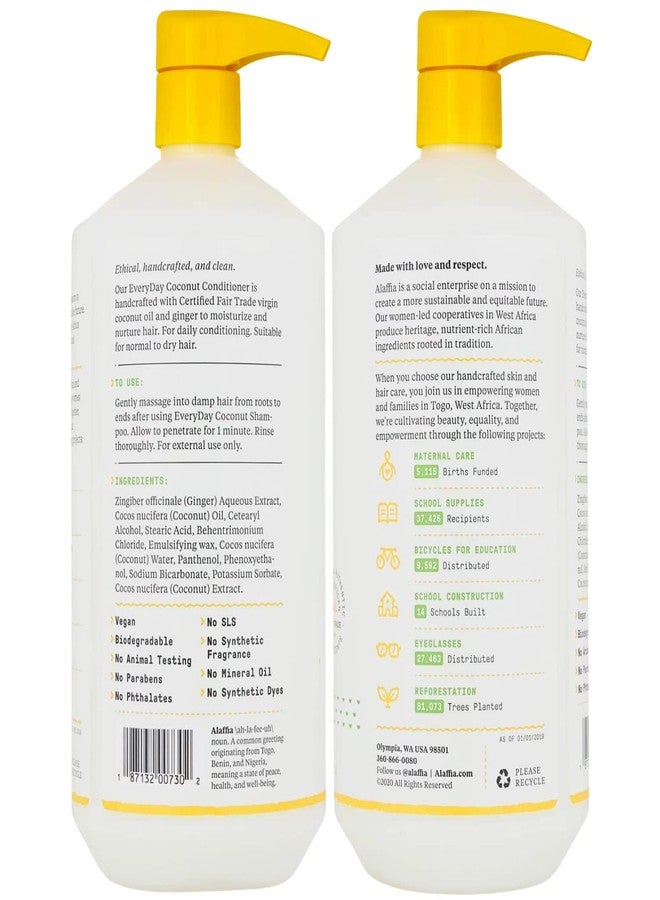 Alaffia Conditioner, EveryDay Coconut 2-Pack – Purely Coconut Hydrating Hair Conditioner, Detangler, Frizz Control, 32 Oz Ea - Image 2