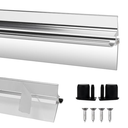 AQDD 25 Shower Door Drip Rail with Sweep for Chrome Framed Shower Door Bottom Deflector Replacement with 32 in Vinyl Sweep Shower Door Bottom Drip Plugs - Image 1