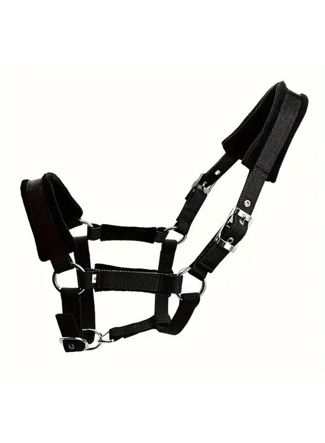 لجام الحصان الأسود الناعم بقفص معدني ومشبك معدني، معدات الفروسية، المقاس XS - Image 2