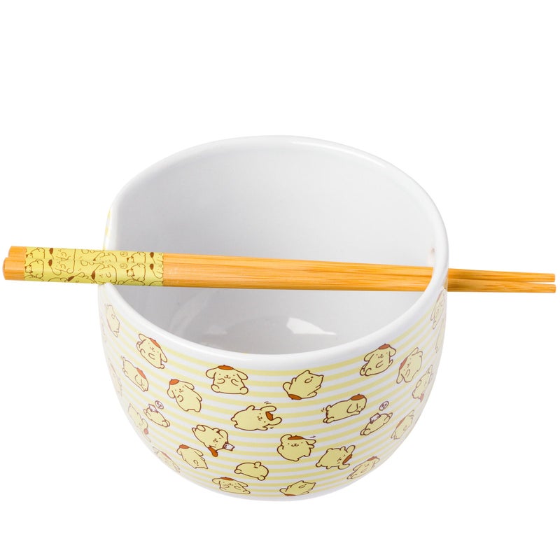 Silver Buffalo Silver Buffalo Sanrio Hello Kitty and Friends Pompompurin Pattern Ceramic Ramen Noodle Rice Bowl with Chopsticks  Microwave Safe  20 Ounces  - Image 1