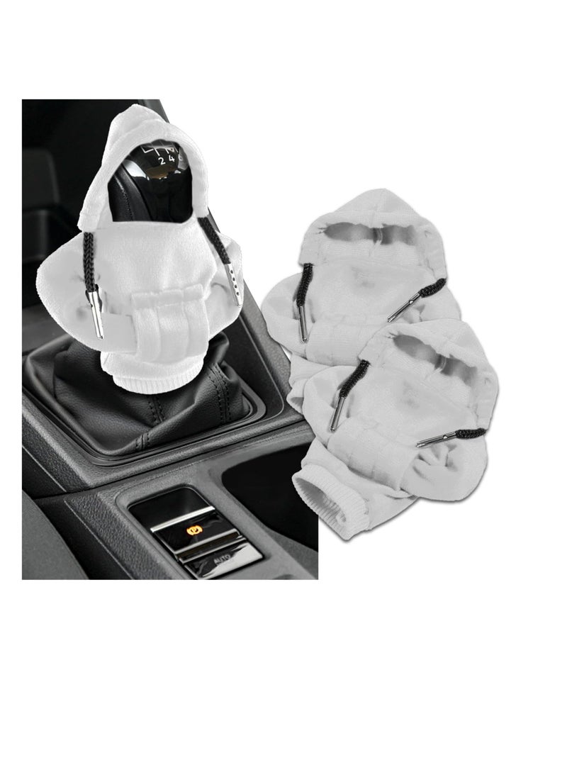 Excefore Sweatshirt Auto Gear Shift Knob Cover, Car Shifter Hoodie Gear Shift, Lever Knob Cover Car Interior Decoration for Most Vehicles (2pcs, Grey)  - Image 1