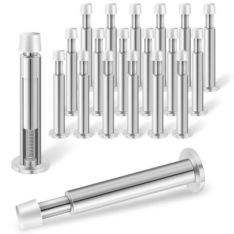 KOLAKO Door Stops 20 Pack Spring Door Stop 44 Inch Door Stoppers for Wall Long Doorstop with Rubber Bumper Baseboard Door Stopper for Bottom or Top Silver - Image 2