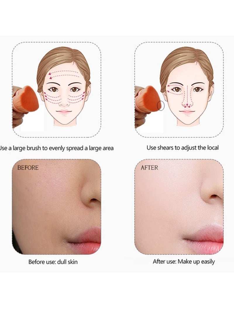 SYOSI 4 Pack Foundation Brush Set, Kabuki Makeup Brushes Heart-Shaped Cosmetic Brush Liquid Foundation Tools Flawless Powder Brushes with Protective Case for Mixed Liquid Cream(2pcs Black + 2pcs Pink) - Image 5