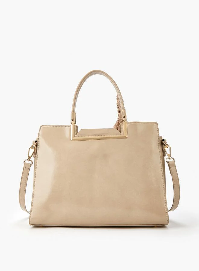 فلورا بيلا من شو إكسبرس Solid Tote Bag with Scarf Detail and Double Handle