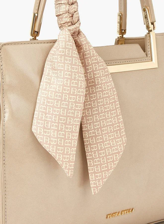 فلورا بيلا من شو إكسبرس Solid Tote Bag with Scarf Detail and Double Handle