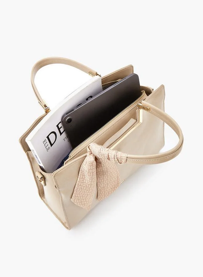 فلورا بيلا من شو إكسبرس Solid Tote Bag with Scarf Detail and Double Handle