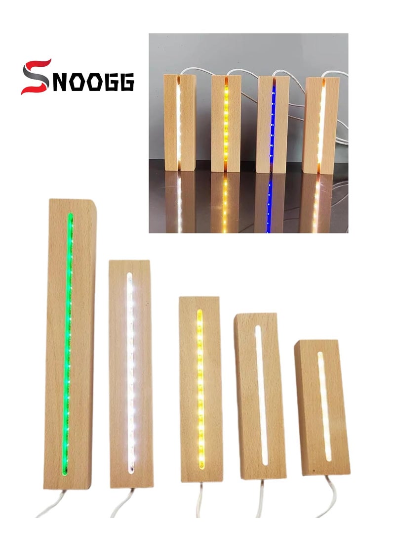 SNOOGG 14 Inch Wood LED Base Crystal Display Wood Rectangle Light Base Stand 16 Light Modes with Remote Control for 3D Crystal Glasses Resin Art Glasses and Bottles Pack of 3