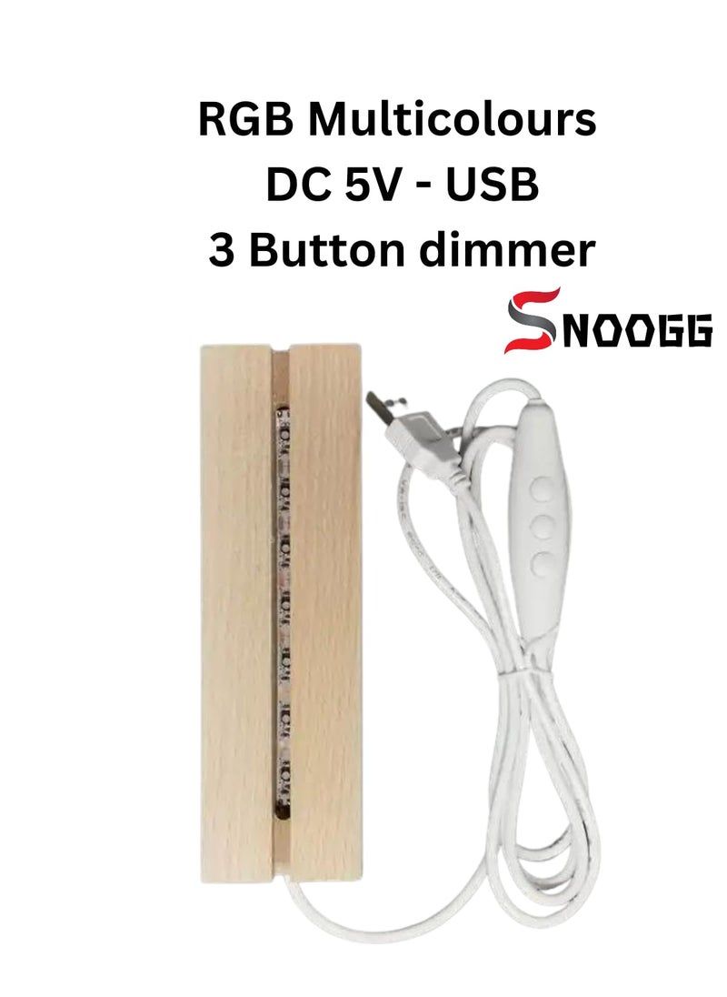 SNOOGG 14 Inch Wood LED Base Crystal Display Wood Rectangle Light Base Stand 16 Light Modes with Remote Control for 3D Crystal Glasses Resin Art Glasses and Bottles Pack of 3