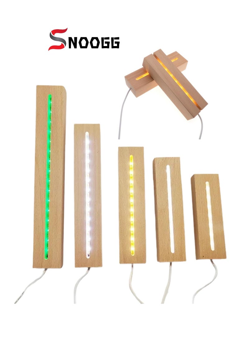 SNOOGG 14 Inch Wood LED Base Crystal Display Wood Rectangle Light Base Stand 16 Light Modes with Remote Control for 3D Crystal Glasses Resin Art Glasses and Bottles Pack of 3
