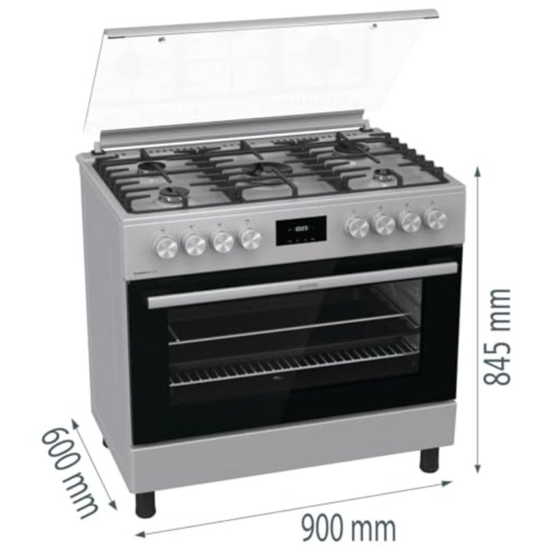 90 cm Freestanding Gas Cooker Stainless Steel, Black, Powerful 5-Burner Stove with Triple Ring Burner, 105L Fan-Assisted Oven, Catalytic Self-Cleaning - Image 3