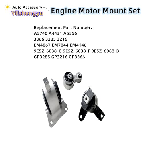 Yllshengyu 3Pcs Engine Motor Mount Kit Compatible with Fusion 2010 2011 2012/ Mercury Milan 2010 2011 L4 2.5L Automatic Transmission Replacement for A5556 A5740 3285 3216 3366 - Image 3